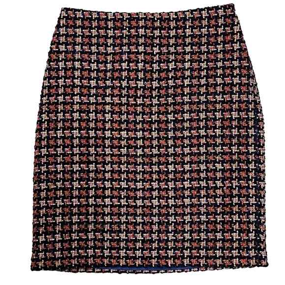 J. Mclaughlin Houndstooth Metallic Tweed Sparkle Elm Skirt Sz 0 NWT - Picture 3 of 5